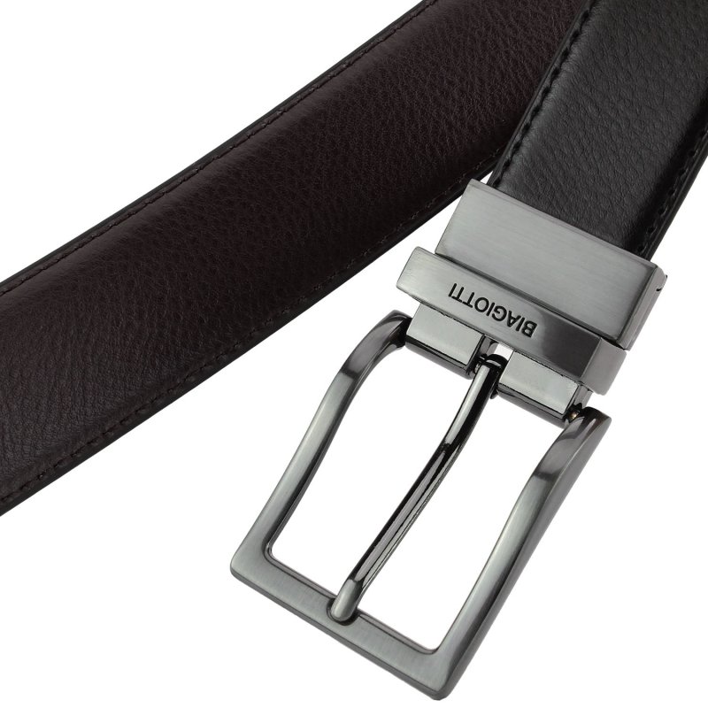 Ceinture Réversible Homme Laura Biagiotti en Cuir Véritable, 3,5 cm de haut, Réglable et Raccourcissable — vue 17
