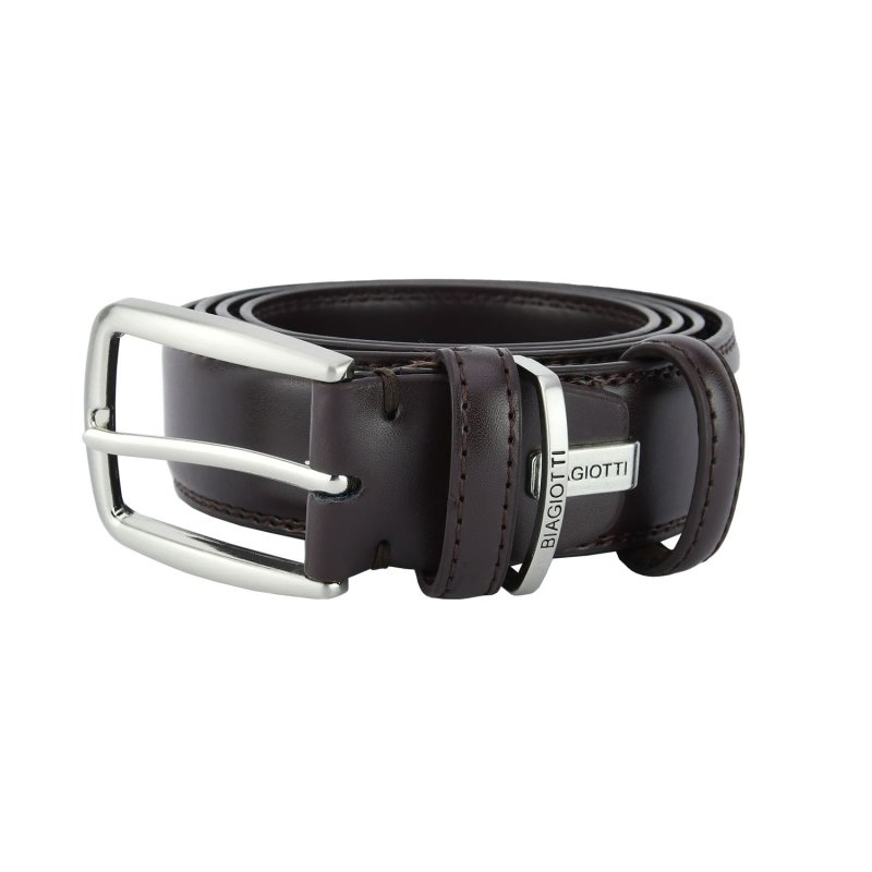 Ceinture Homme Laura Biagiotti en Cuir Véritable, Boucle Sans Nickel, avec Couture, Hauteur 3,5 cm, avec Boîte — vue 8
