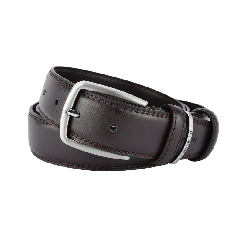 Ceinture Homme Laura Biagiotti en Cuir Véritable, Boucle Sans Nickel, avec Couture, Hauteur 3,5 cm, avec Boîte — vue arrière