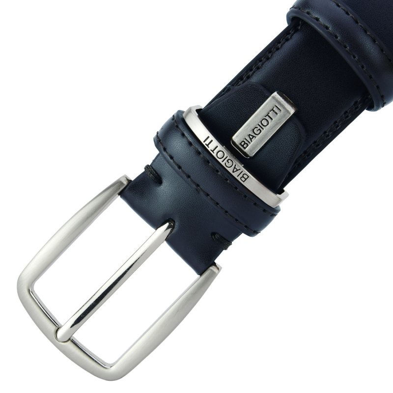 Ceinture Homme Laura Biagiotti en Cuir Véritable, Boucle Sans Nickel, avec Couture, Hauteur 3,5 cm, avec Boîte — vue 12