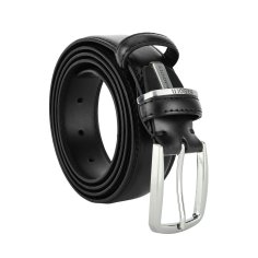 Ceinture Homme Laura Biagiotti en Cuir Véritable, Boucle Sans Nickel, avec Couture, Hauteur 3,5 cm, avec Boîte 2