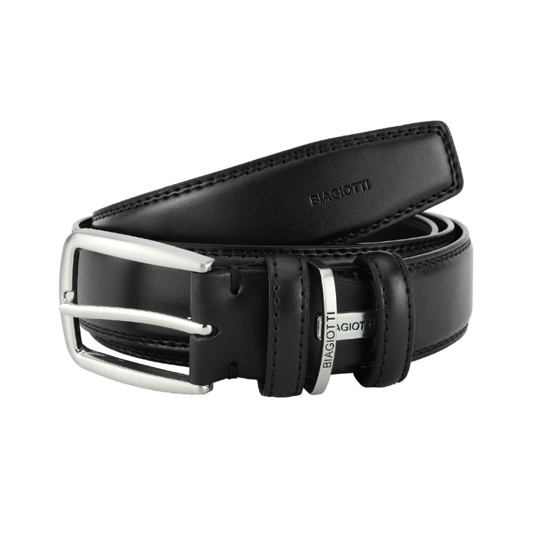 Ceinture Homme Laura Biagiotti en Cuir Véritable, Boucle Sans Nickel, avec Couture, Hauteur 3,5 cm, avec Boîte — vue 18