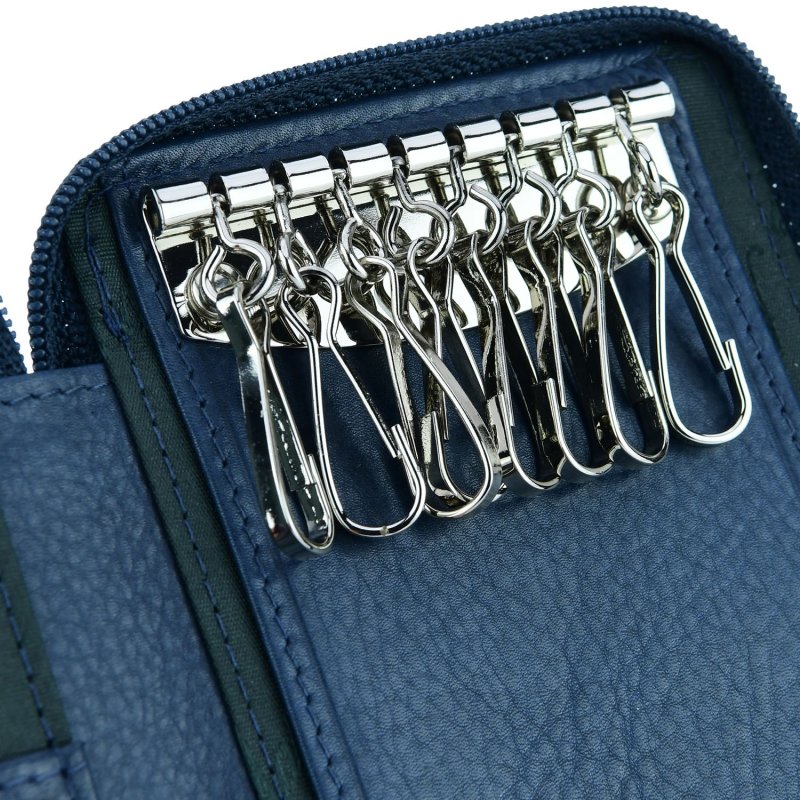 CONTE MASSIMO Étui à Clés Grand Format pour Homme et Femme, Cuir Véritable avec Fermeture Zippée, Avec Boîte Cadeau — détail