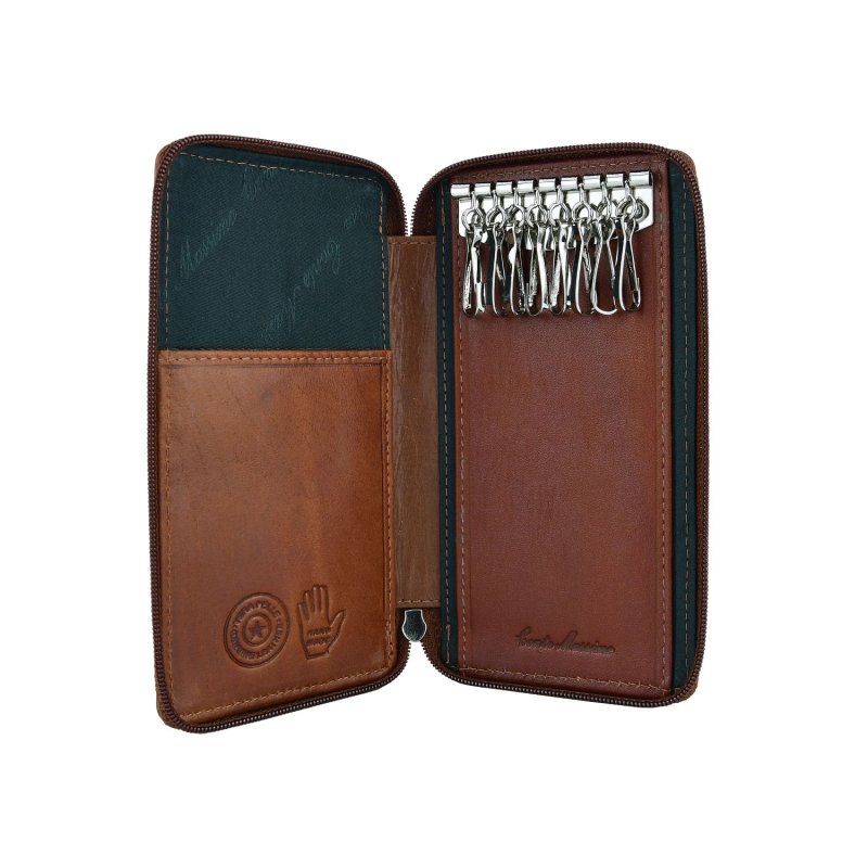 CONTE MASSIMO Étui à Clés Grand Format pour Homme et Femme, Cuir Véritable avec Fermeture Zippée, Avec Boîte Cadeau — vue 9
