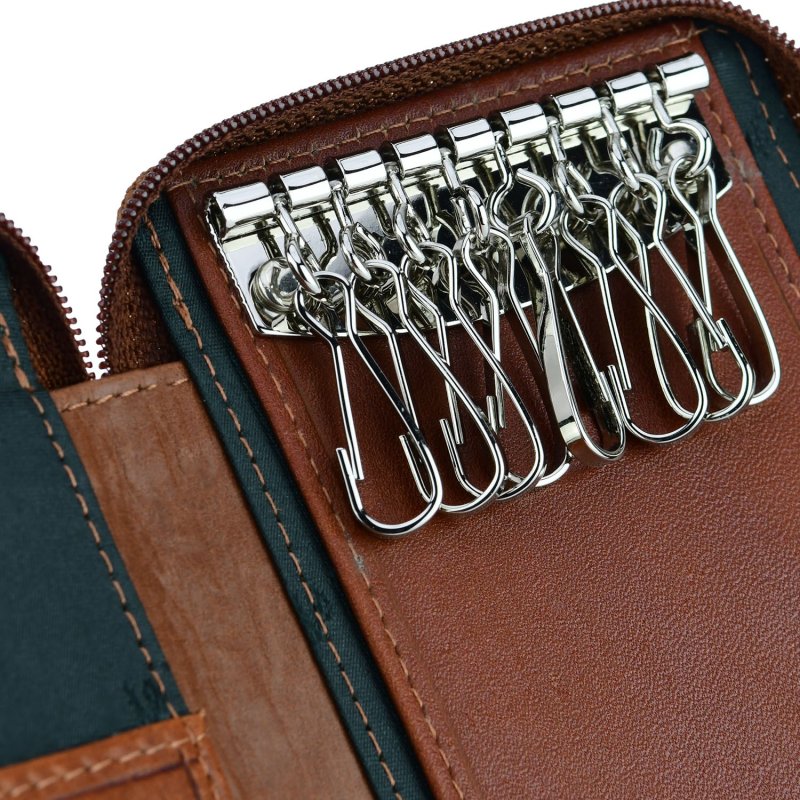 CONTE MASSIMO Étui à Clés Grand Format pour Homme et Femme, Cuir Véritable avec Fermeture Zippée, Avec Boîte Cadeau — vue 12