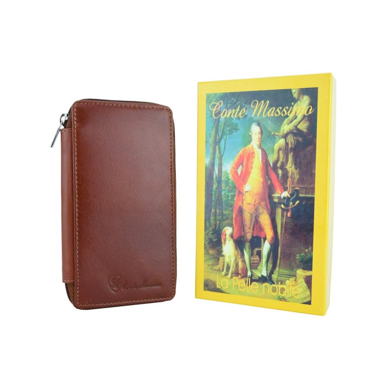 CONTE MASSIMO Étui à Clés Grand Format pour Homme et Femme, Cuir Véritable avec Fermeture Zippée, Avec Boîte Cadeau — vue 16