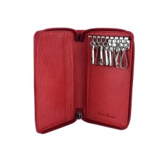 CONTE MASSIMO Kleines Schlüsseletui für Damen und Herren, echtes Leder mit Reißverschluss, mit Geschenkbox