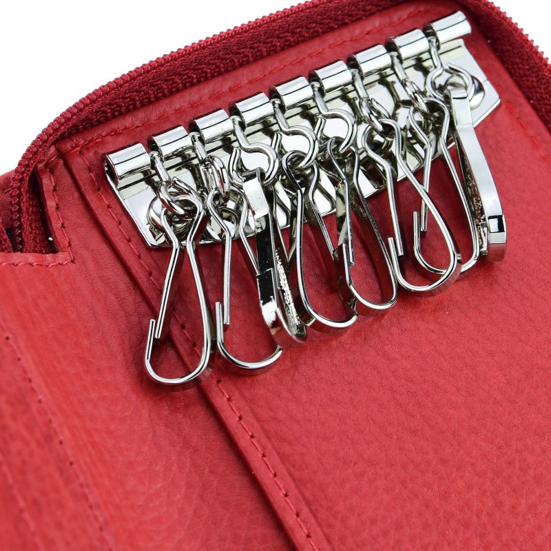 CONTE MASSIMO Kleines Schlüsseletui für Damen und Herren, echtes Leder mit Reißverschluss, mit Geschenkbox — Vorderansicht