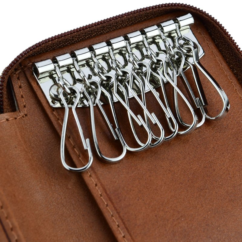 CONTE MASSIMO Étui à Clés Petit Format pour Homme et Femme, Cuir Véritable avec Fermeture Zippée, Avec Boîte Cadeau — vue 18