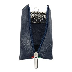 GreSel Genuine Leather Keyring With Central Zip, Made In Italy, For Men and Women
