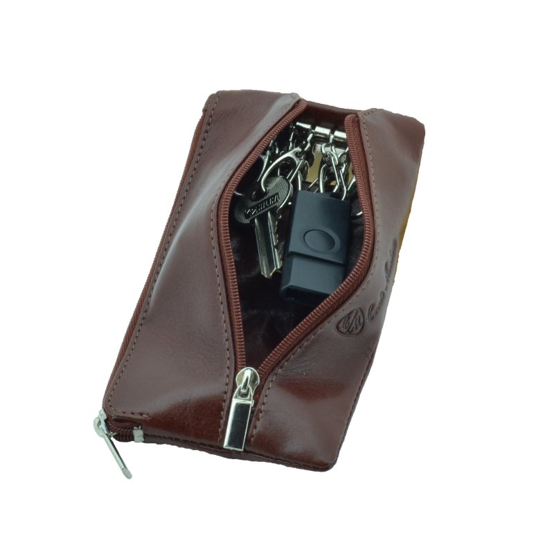 CONTE MASSIMO Schlüsseletui für Damen und Herren aus echtem Leder mit Reißverschluss, Geschenkbox — Ansicht 7