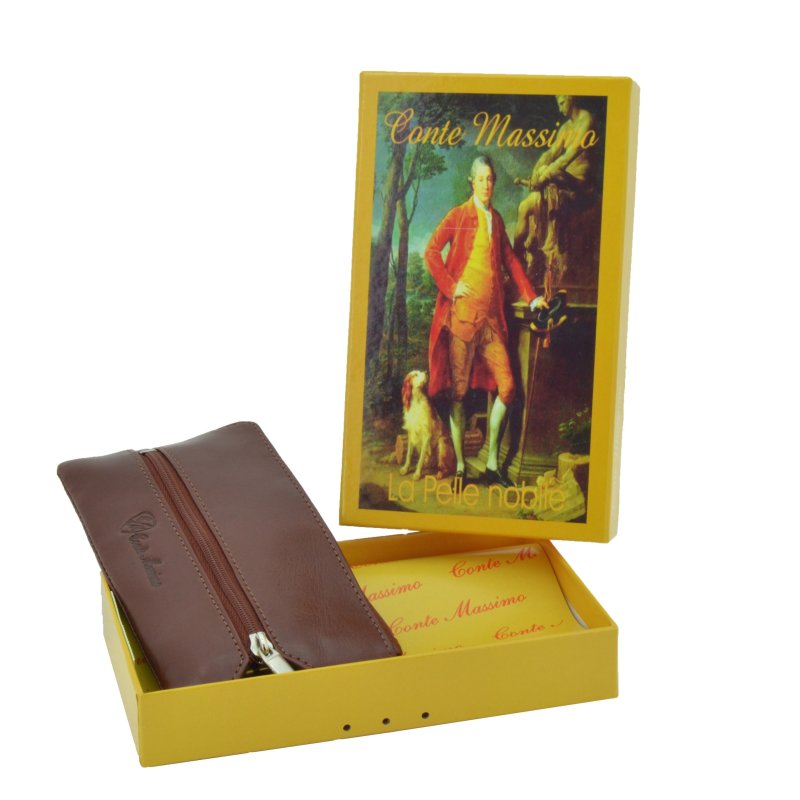 CONTE MASSIMO Schlüsseletui für Damen und Herren aus echtem Leder mit Reißverschluss, Geschenkbox — Ansicht 10