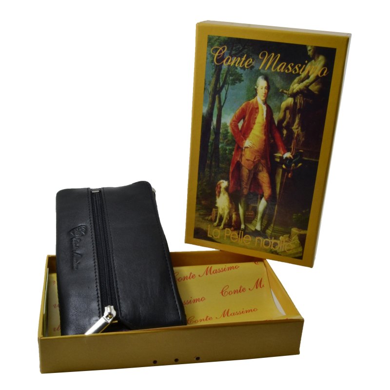 CONTE MASSIMO Étui à Clés pour Homme et Femme en Cuir Véritable avec Fermeture Zippée, Boîte Cadeau — vue 22