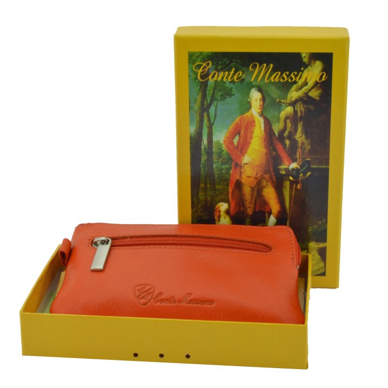 CONTE MASSIMO Schlüsseletui für Damen und Herren, echtes Leder mit Ringen, Geschenkbox — Detail