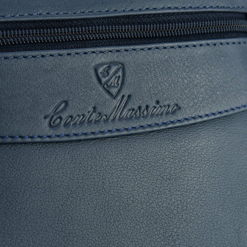Conte Massimo Sacoche Homme en Cuir Véritable avec Bandoulière Réglable, Petite — intérieur