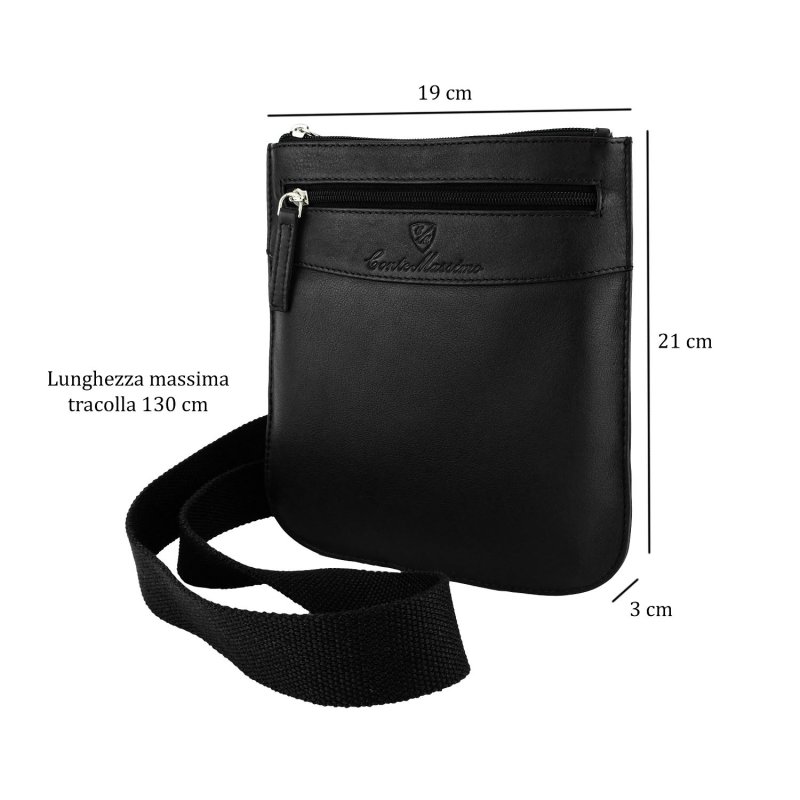 Conte Massimo Bolso Bandolera para Hombre de Piel Auténtica con Correa Ajustable, Pequeño — vista 9
