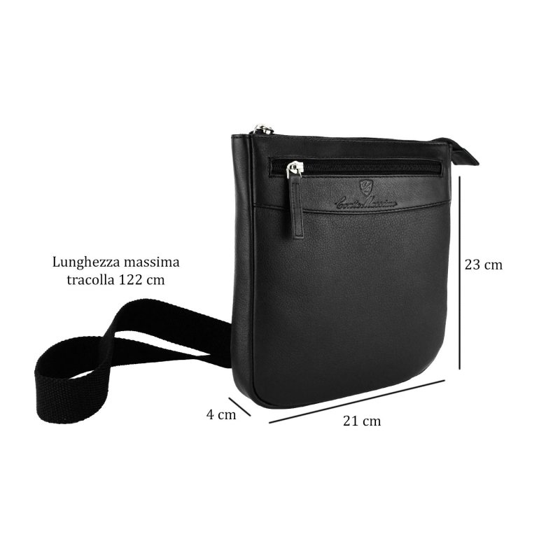 Conte Massimo Men's Crossbody Bag In Genuine Leather With Adjustable Strap, Medium 417 — back view