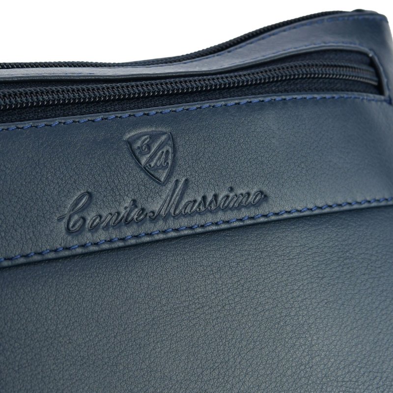 Conte Massimo Bolso Bandolera para Hombre de Piel Auténtica con Correa Ajustable, Grande 410 — vista frontal