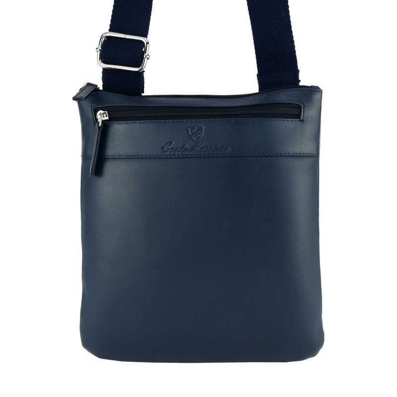 Conte Massimo Bolso Bandolera para Hombre de Piel Auténtica con Correa Ajustable, Grande 410 — detalle del logotipo