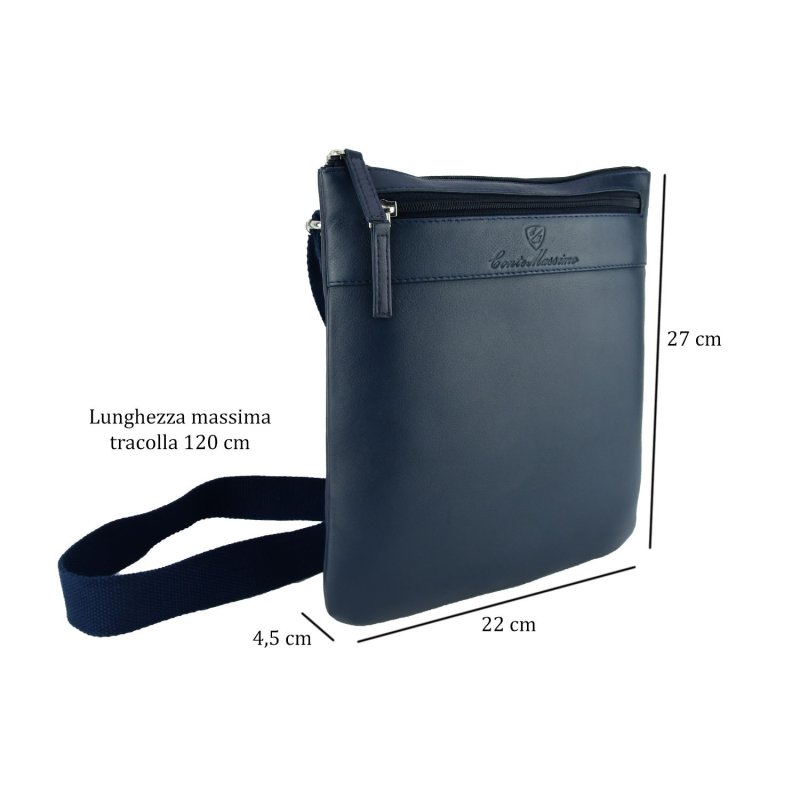 Conte Massimo Sacoche Homme en Cuir Véritable avec Bandoulière Réglable, Grande 410 — vue 7