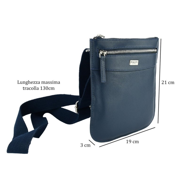 Biagiotti Sacoche Homme avec Bandoulière, en Cuir Véritable, Petite 401 — vue arrière