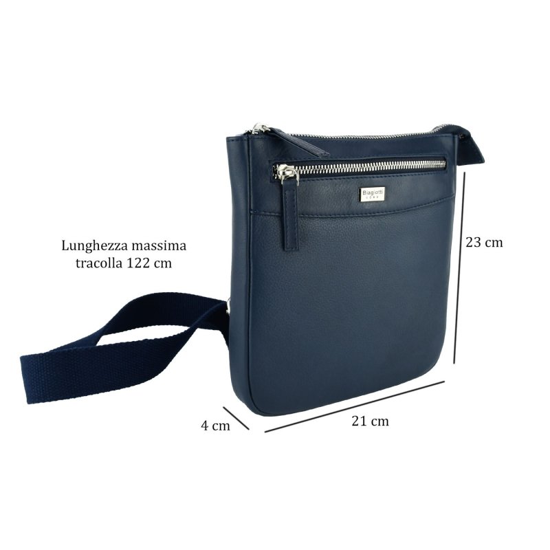 Biagiotti Sacoche Homme avec Bandoulière Réglable, en Cuir Véritable, Moyenne 417 — vue de face