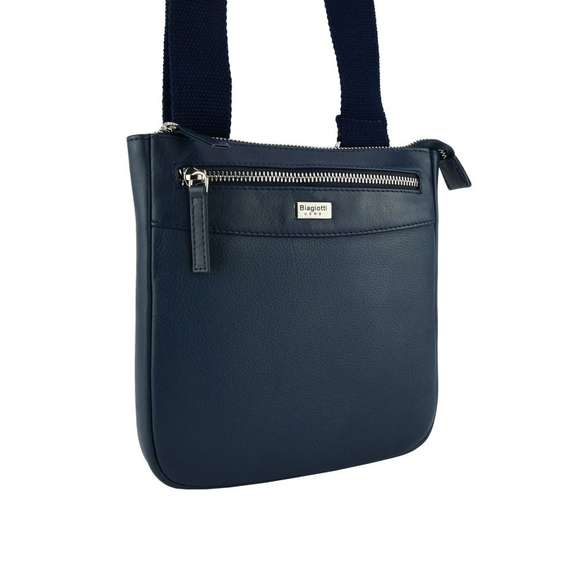 Biagiotti Bolso Bandolera para Hombre con Correa Ajustable, de Piel Auténtica, Mediano 417 — detalle