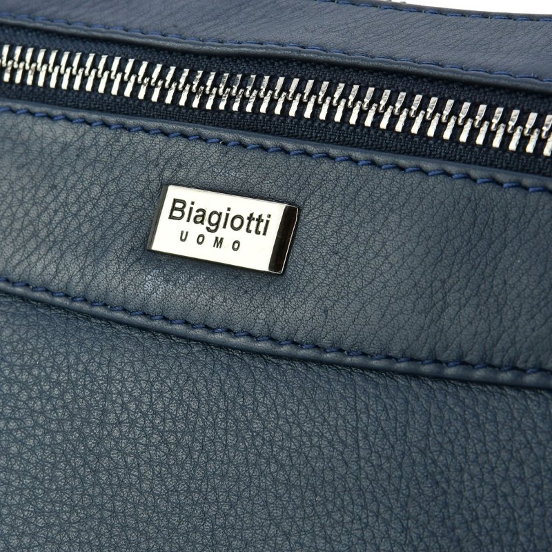 Biagiotti Men's Crossbody Bag with Adjustable Shoulder Strap, Genuine Leather Medium 417 — logo detail