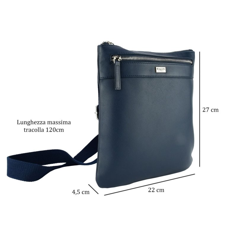 Biagiotti Men's Crossbody Bag with Adjustable Shoulder Strap, Genuine Leather Large 410 — front view