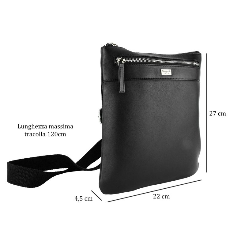 Biagiotti Sacoche Homme avec Bandoulière Réglable, en Cuir Véritable Grande 410 — vue 10