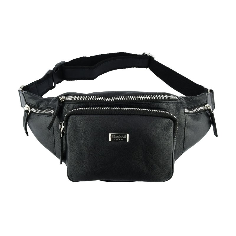 Biagiotti Waist Bag In Genuine Leather, For Men And Women, Black, Soft And Practical — front view