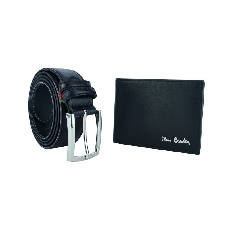 Pierre Cardin Coffret Cadeau Homme, Portefeuille Avec Protection RFID et Ceinture En Cuir Véritable — vue de face