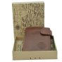 HUNT Porte-cartes en cuir véritable, avec protection RFID, 16 emplacements, avec boîte cadeau — détail logo