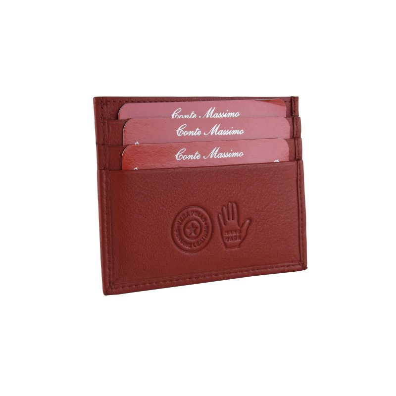 Conte Massimo Card Holder In Genuine Leather, Men and Women, With Pocket — front view